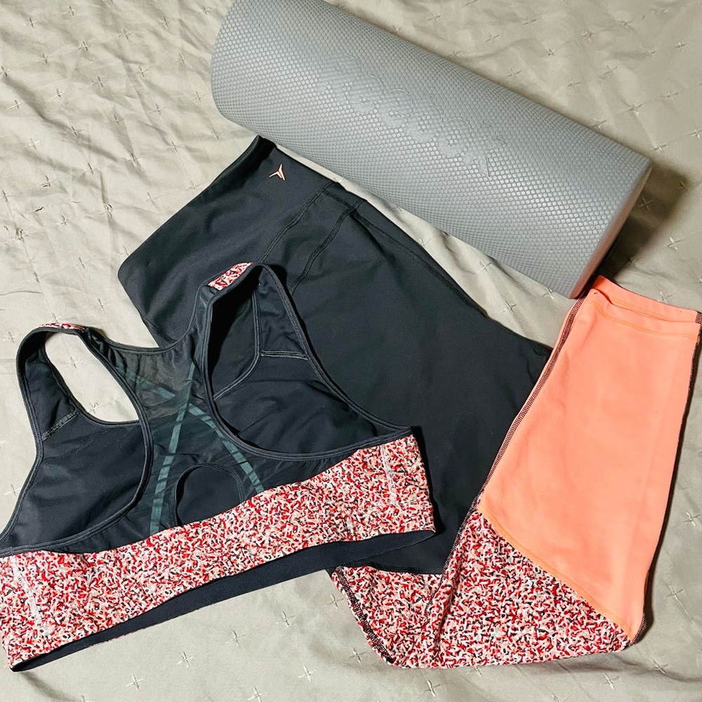 Sports bra and leggings.